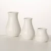 White Chiffon Stone Vases, Set of 3