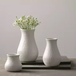 White Chiffon Stone Vases, Set of 3