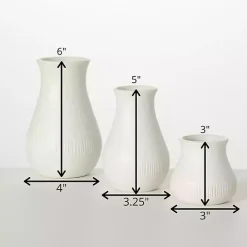 White Chiffon Stone Vases, Set of 3