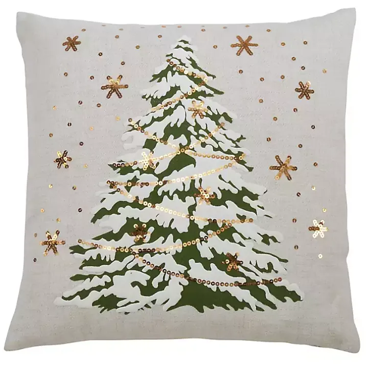 White Christmas Tree LED Square Pillow