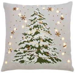 White Christmas Tree LED Square Pillow