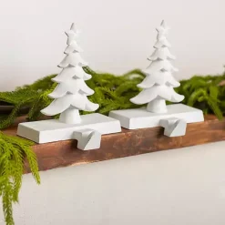 White Christmas Tree Stocking Holders, Set of 2