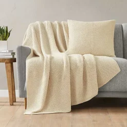 White Chunky Knit Square Pillow Cover