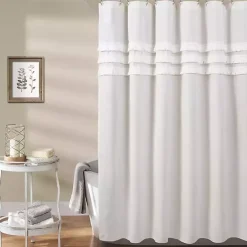 White Ciel Tassel Shower Curtain