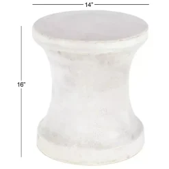 White Clay Hourglass Accent Table