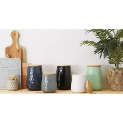 White Dimpled Bamboo Canisters, Set of 2