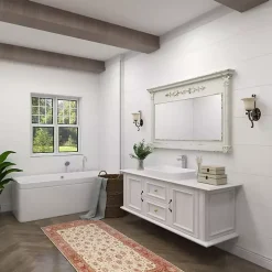 White Distressed Burlap Wooden Boxes, Set of 2