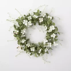 White Dogwood and Greenery Wreath