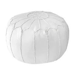 White Faux Leather Pouf