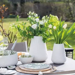 White Floral Meadow Embossed Vase