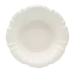 White Glazed Scalloped Ceramic Pasta Bowl