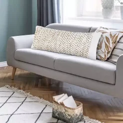 White Jute Hand Knotted Lumbar Pillow