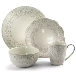 White Lace Embossed 16-pc. Dinnerware Set