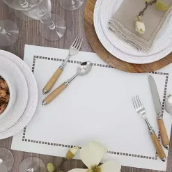 White Laser-Cut Hemstitch Placemats, Set of 4
