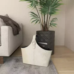 White Leather Textured Magazine Rack