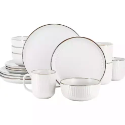 White Leo Stoneware 16-pc. Dinnerware Set
