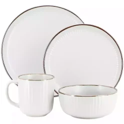White Leo Stoneware 16-pc. Dinnerware Set