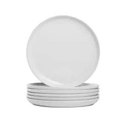 White Linear Salad Plates, Set of 6