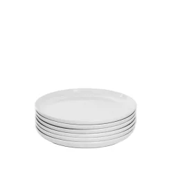White Linear Salad Plates, Set of 6