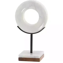 White Marble Ring Sculpture, 11 in.
