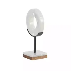 White Marble Ring Sculpture, 11 in.