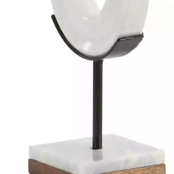 White Marble Ring Sculpture, 11 in.