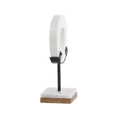 White Marble Ring Sculpture, 11 in.