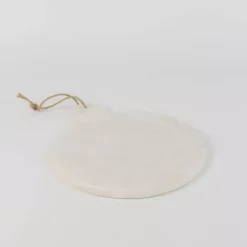White Marble Round Cutting Board with Jute Hanger