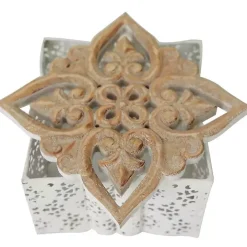 White Metal and Carved Wood Boxes, Set of 3