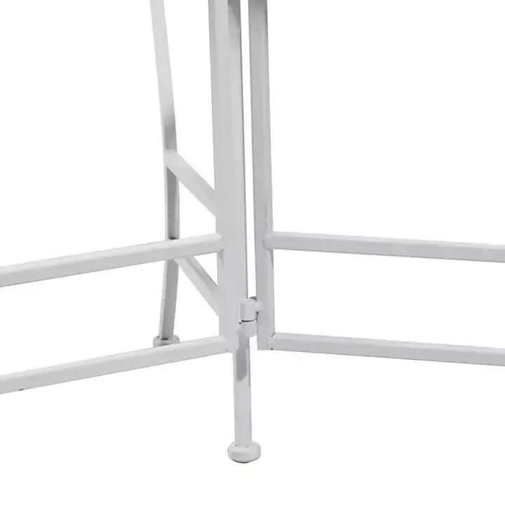 White Metal Floral 3-Tier Plant Stand
