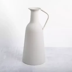 White Metal Jug Floor Vase, 17 in.