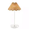 White Metal Scalloped Shade Cordless Table Lamp