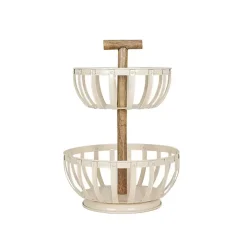 White Metal 2-Tier Kitchen Basket