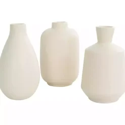 White Minimalist Ceramic Vases, Set of 3