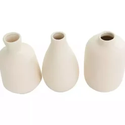 White Minimalist Ceramic Vases, Set of 3