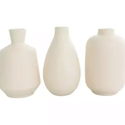 White Minimalist Ceramic Vases, Set of 3