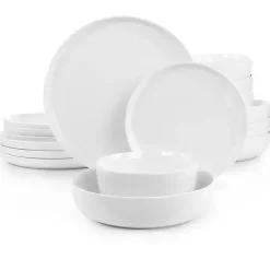 White Modern Ceramic 16-pc. Dinnerware Set