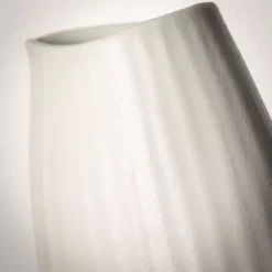 White Modern Ribbed Ceramic Vase