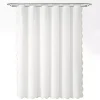 White Neutral Scalloped Coastal Shower Curtain