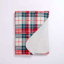 White Plaid Sherpa Plush Throw