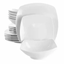 White Porcelain Square 18-pc. Dinnerware Set