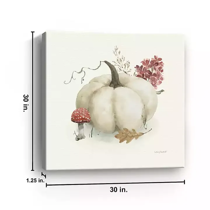 White Pumpkin and Foliage Canvas Print, 30x30 in.