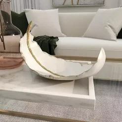 White Resin Feather Bowl