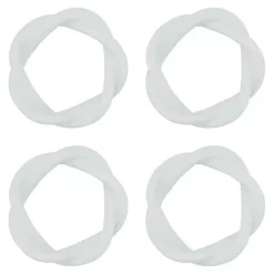 White Resin Twisted Napkin Rings, Set of 4