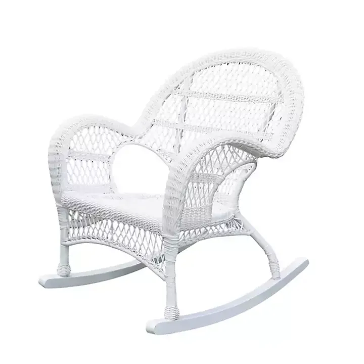 White Resin Wicker Rocking Chair