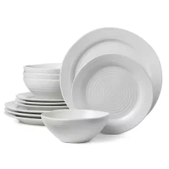 White Ridge 12-pc. Stoneware Dinnerware Set
