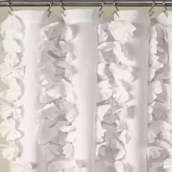 White Riley Cascading Bows Shower Curtain