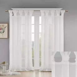 White Rosette Tab Top Curtain Panel, 95 in.