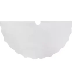 White Scalloped Christmas Tree Skirt, 48 in.