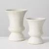 White Speckled Terracotta Block Vases, Set of 2